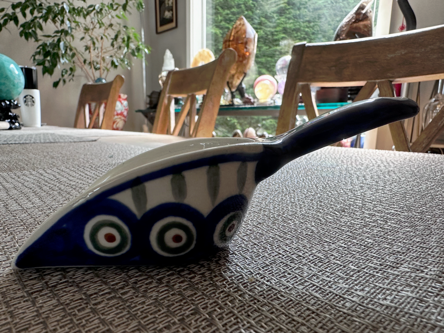 Zakłady Ceramiczne Bolesławiec Polish Pottery - Handmade - "Peacock Leaf" Pattern - Scoop – 2"(W) x 5" (L)