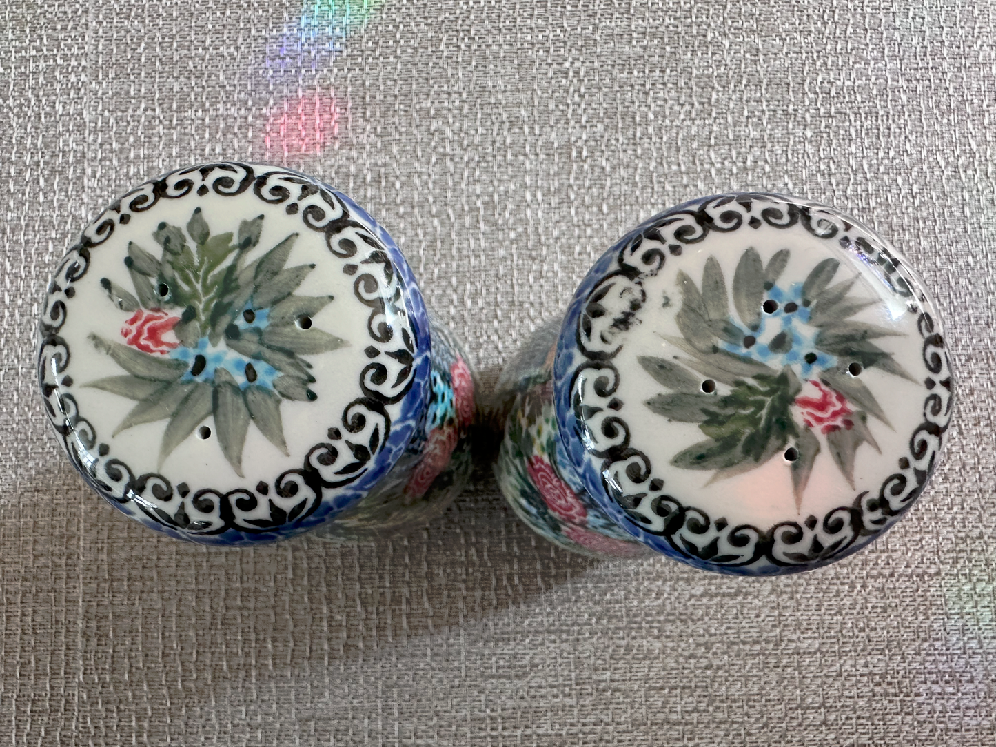 Ceramika Artystyczna Bolesławiec Polish - Handmade - Pottery Salt and Pepper Shaker Set – UNIKAT #3348 – Artist Signed by T. Liana