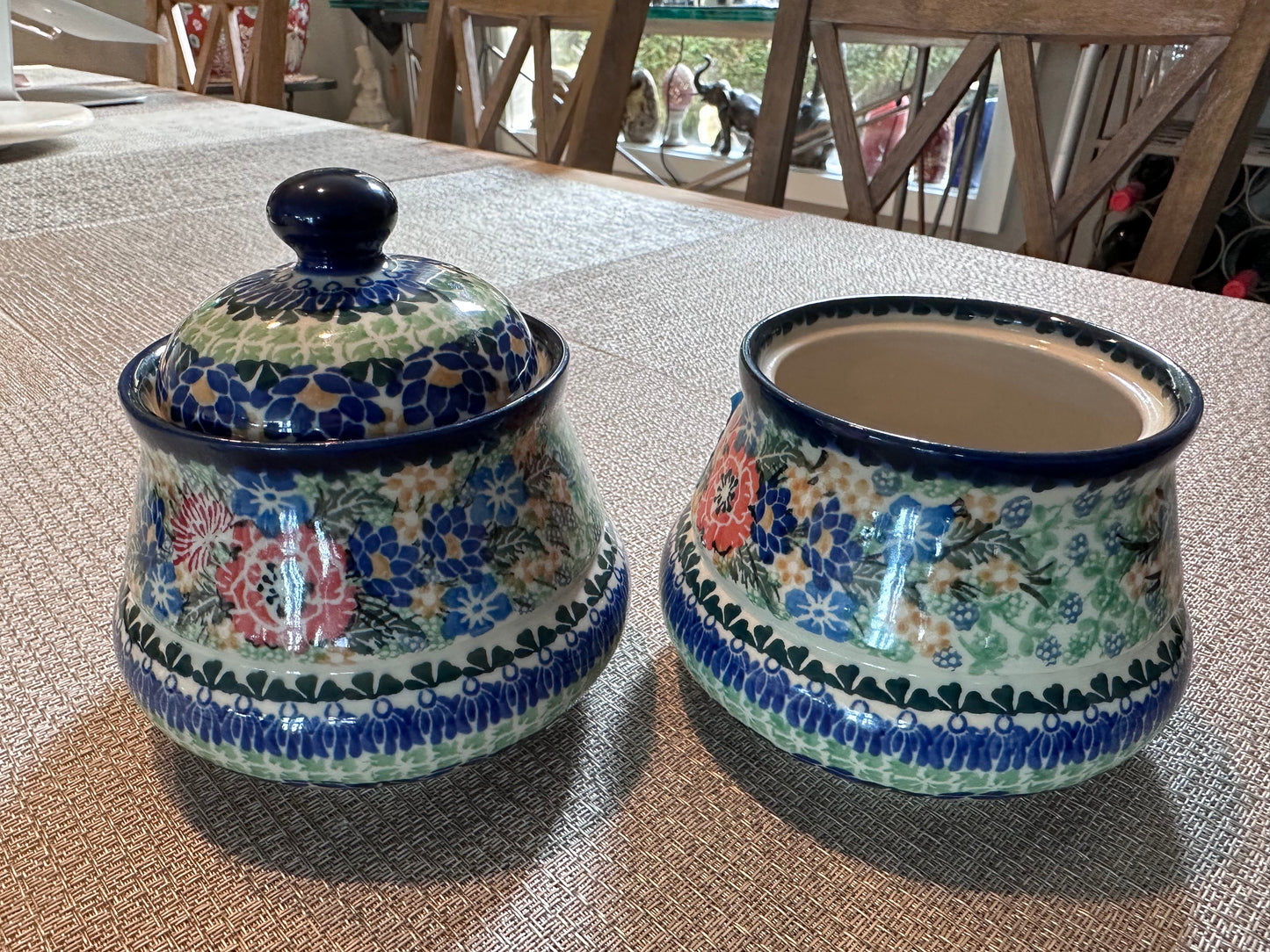 Ceramika Artystyczna Bolesławiec Polish Pottery - Handmade - 2x Jars with 1x Lid – UNIKAT #3145 – Artist Signed by M. Starzyk
