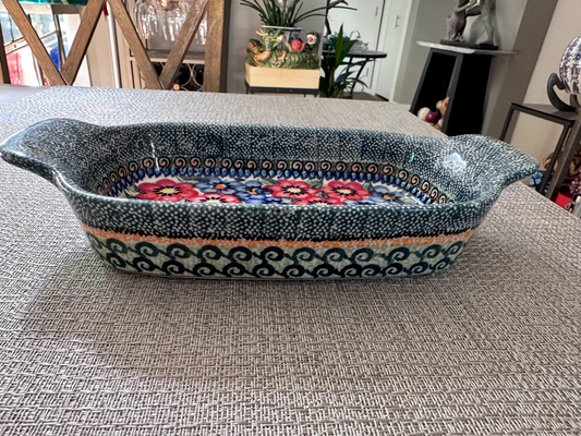 Zakłady Ceramiczne Bolesławiec Polish Pottery - Handmade - Baking Dish with Handles – UNIKAT #1281-ART-129 – Artist Signed by Zodia Marosack