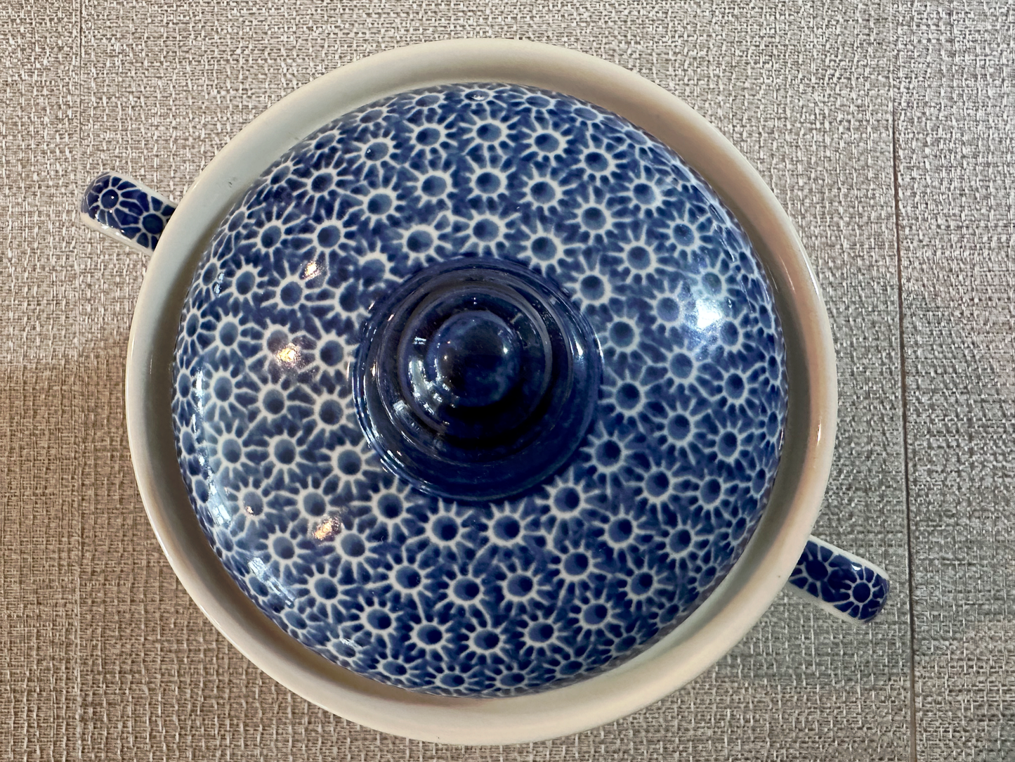 Ceramika Artystyczna Bolesławiec Polish Pottery - Handmade - Lidded Tureen – "Blue Floral" Pattern - 2 Qt