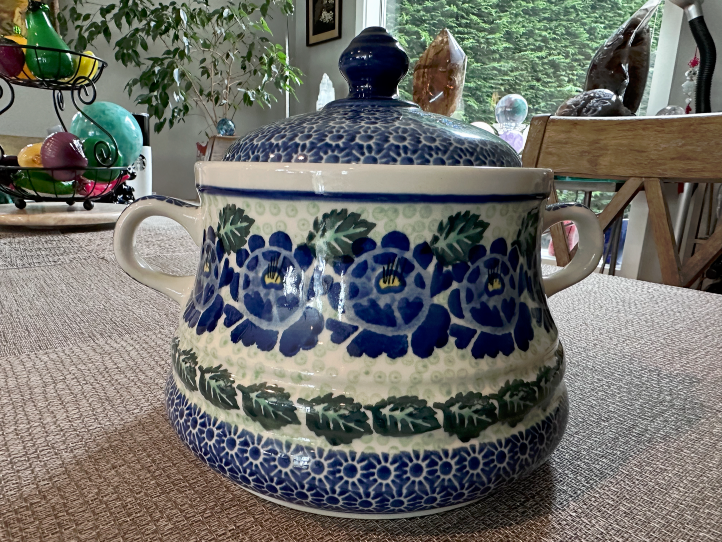 Ceramika Artystyczna Bolesławiec Polish Pottery - Handmade - Lidded Tureen – "Blue Floral" Pattern - 2 Qt