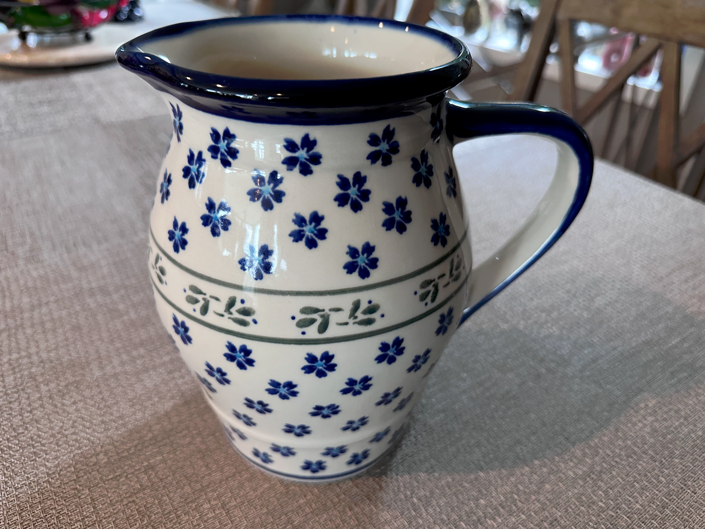 Zakłady Ceramiczne Bolesławiec Polish Pottery - Handmade - Floral Design - Milk Pitcher 2 Qt