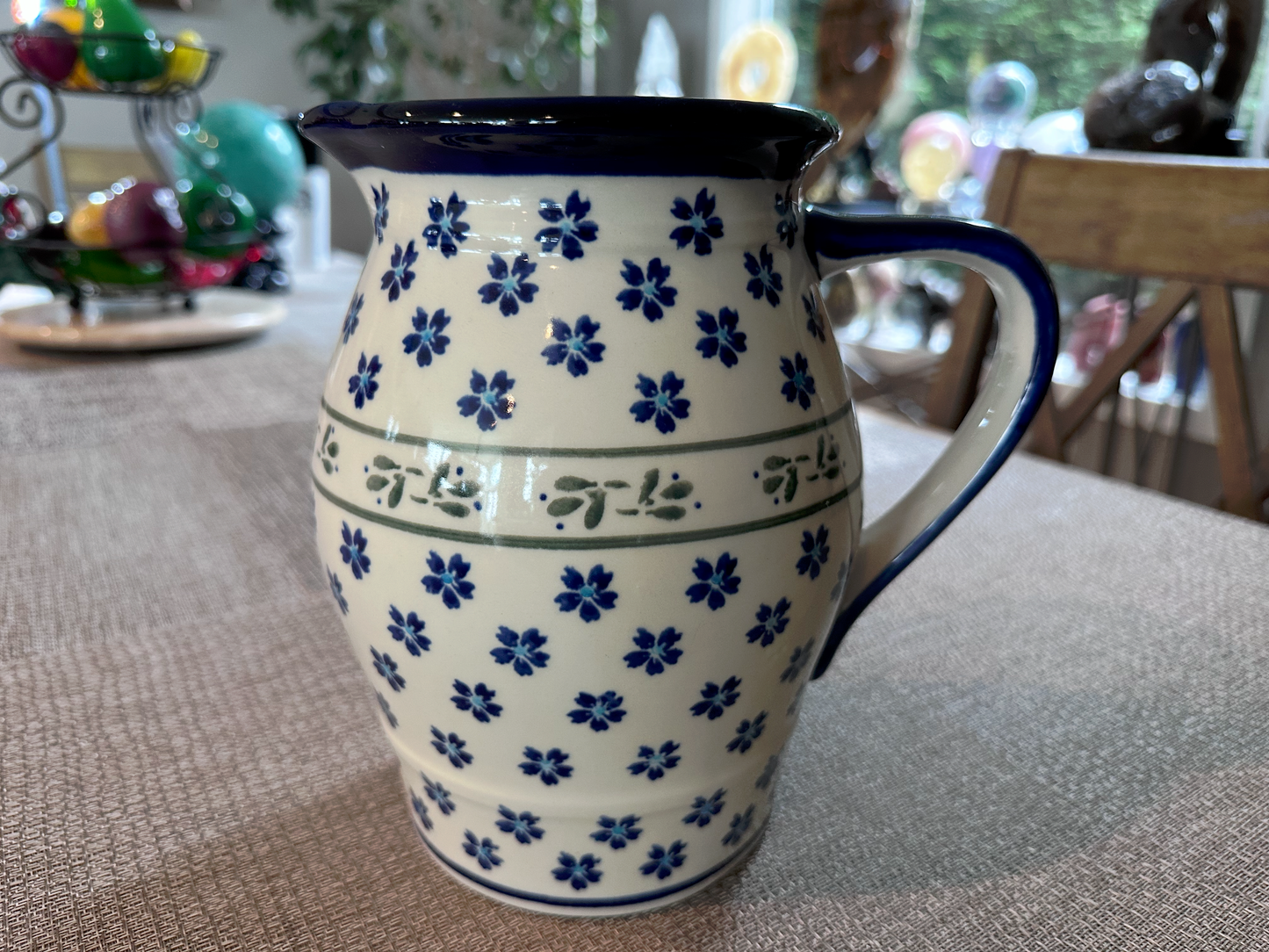Zakłady Ceramiczne Bolesławiec Polish Pottery - Handmade - Floral Design - Milk Pitcher 2 Qt