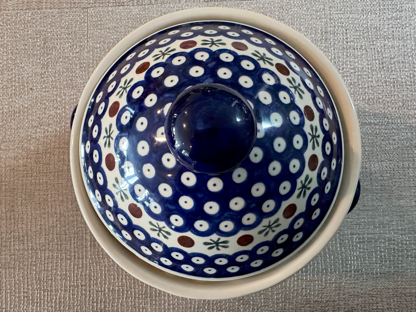 Zakłady Ceramiczne Bolesławiec Polish Pottery - Handmade - Lidded Container / Cookie Jar – "Mosquito" Pattern - 5 1/2 Qt