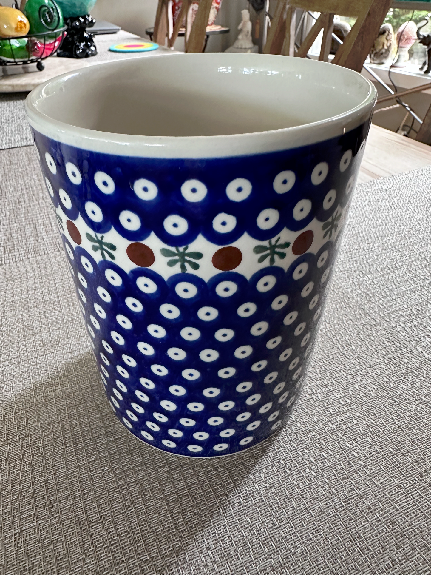 Zakłady Ceramiczne – Bolesławiec Hand Made Polish Pottery - Utensil Holder – “Mosquito” Pattern – 7" (H) x 5 3/4" (Dia)