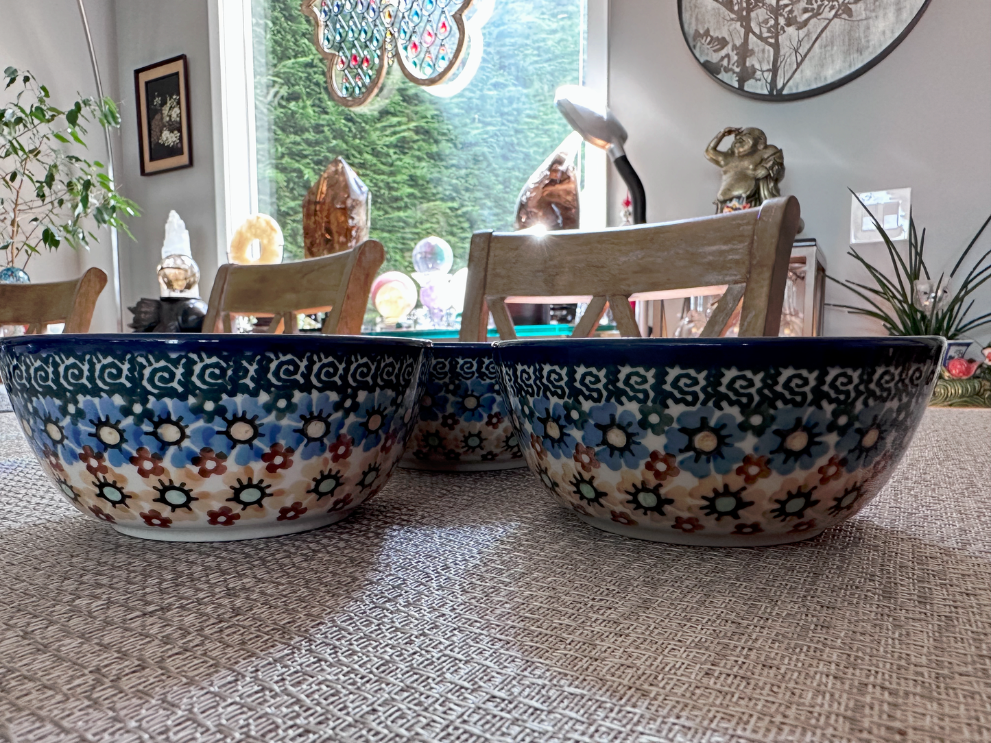 Ceramika Artystyczna – Bolesławiec Hand Made Polish Pottery - Round Fruit Bowl Set – Artist Signed by T. Liana – UNIKAT Pattern #587 – Set of 3 – 2 1/4"(H) x 4 1/2"(Dia) - 8 Oz