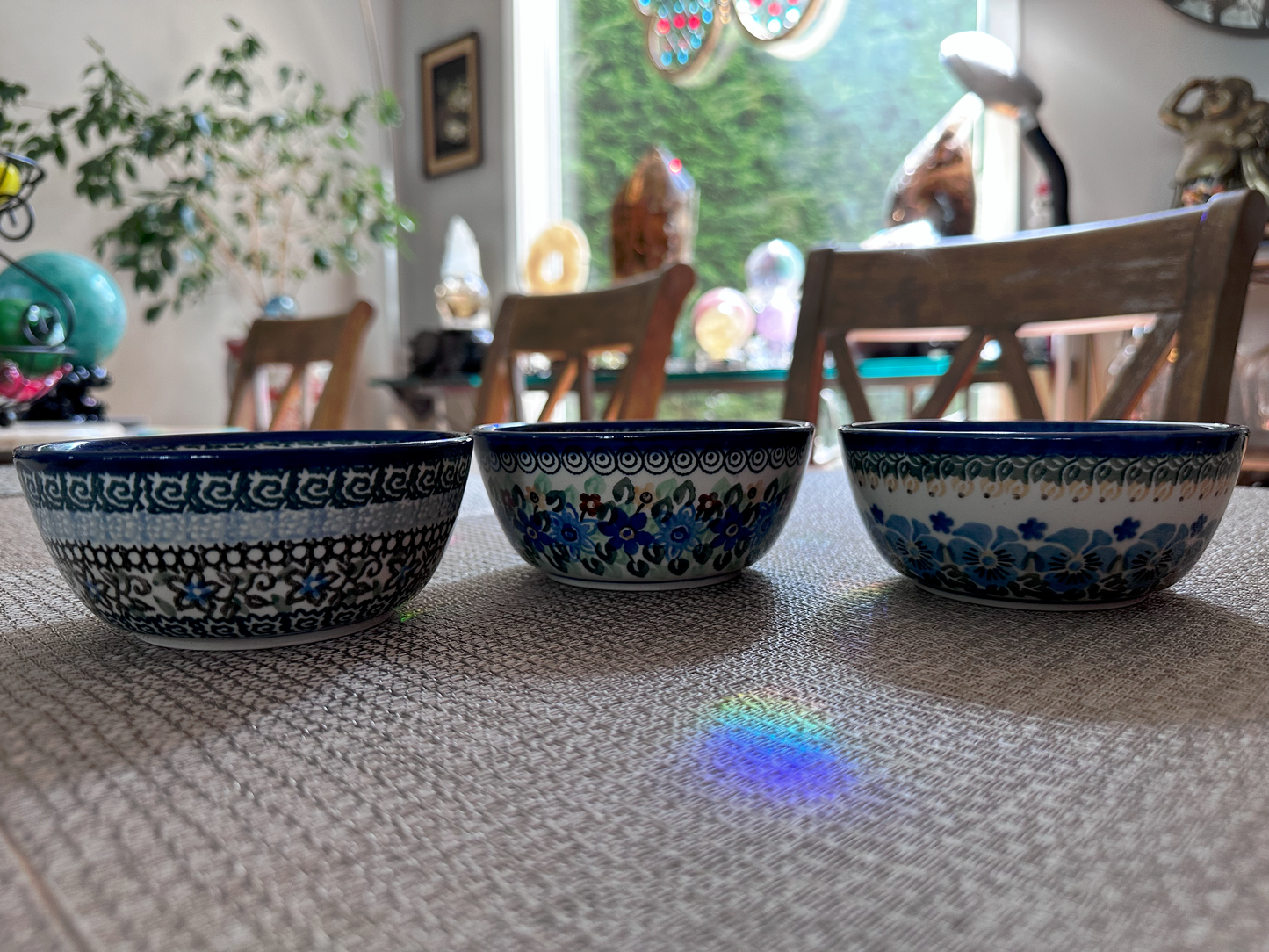 Ceramika Artystyczna – Bolesławiec Hand Made Polish Pottery - Round Fruit Bowl Set – Artist Signed by T. Liana – Mixed UNIKAT Patterns #596, #1160, and #1121 – Set of 3 – 2 1/4"(H) x 4 1/2"(Dia) - 8 Oz