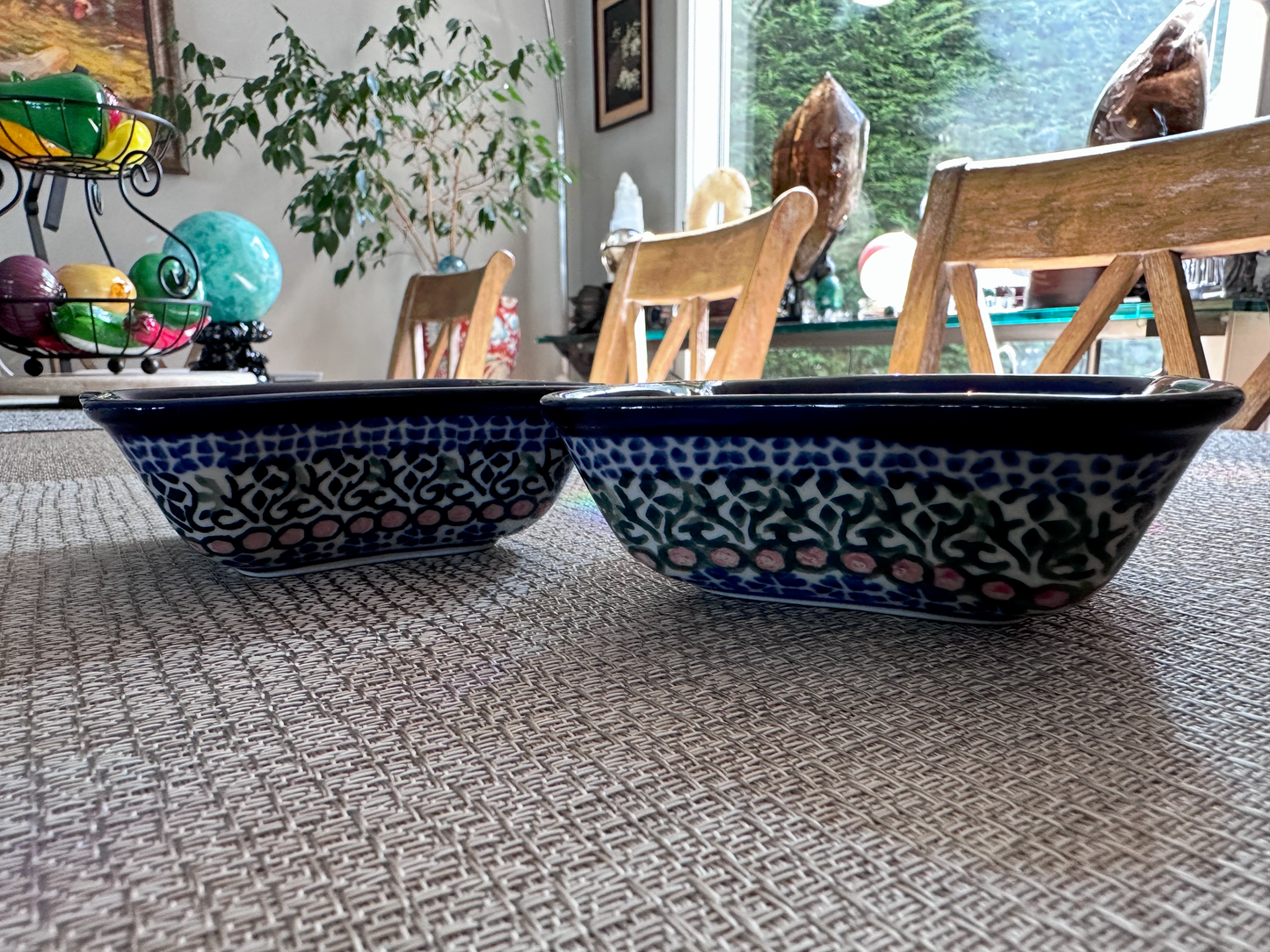 Ceramika Artystyczna – Bolesławiec Hand Made Polish Pottery - Square Wavy Edge Snack Bowl – Set of 2 – 4 (Oz)