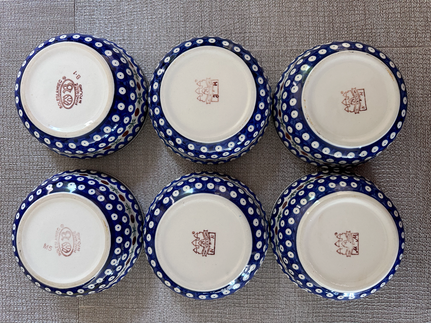akłady Ceramiczne – Bolesławiec Hand Made Polish Pottery - Serving Bowl Set (6 pcs) – “Mosquito” Pattern – 2 1/2"(H) x 6"(Dia) - 14 Oz