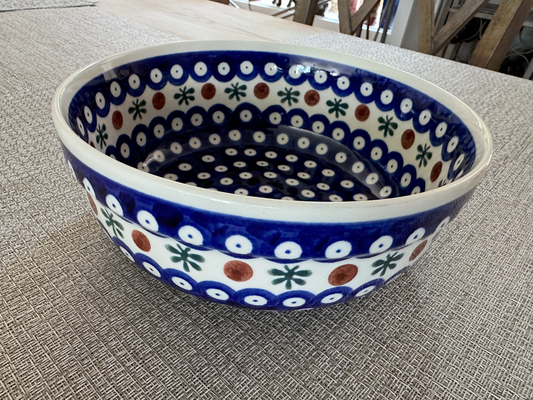 Zakłady Ceramiczne – Bolesławiec Hand Made Polish Pottery - Round Serving Bowl – “Mosquito” Pattern – 2 1/2"(H) x 7"(Dia), 24 Oz