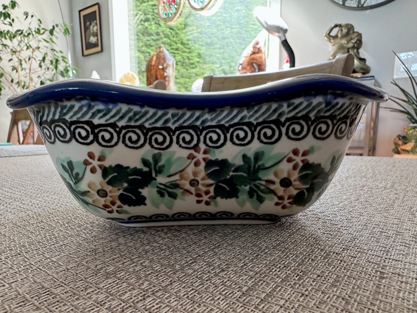 Ceramika Artystyczna – Bolesławiec Hand Made Polish Pottery - Artist Signed E. Deptula – Unikat #1111 - Wavy Edge Square Dish – 2 Cup Capacity