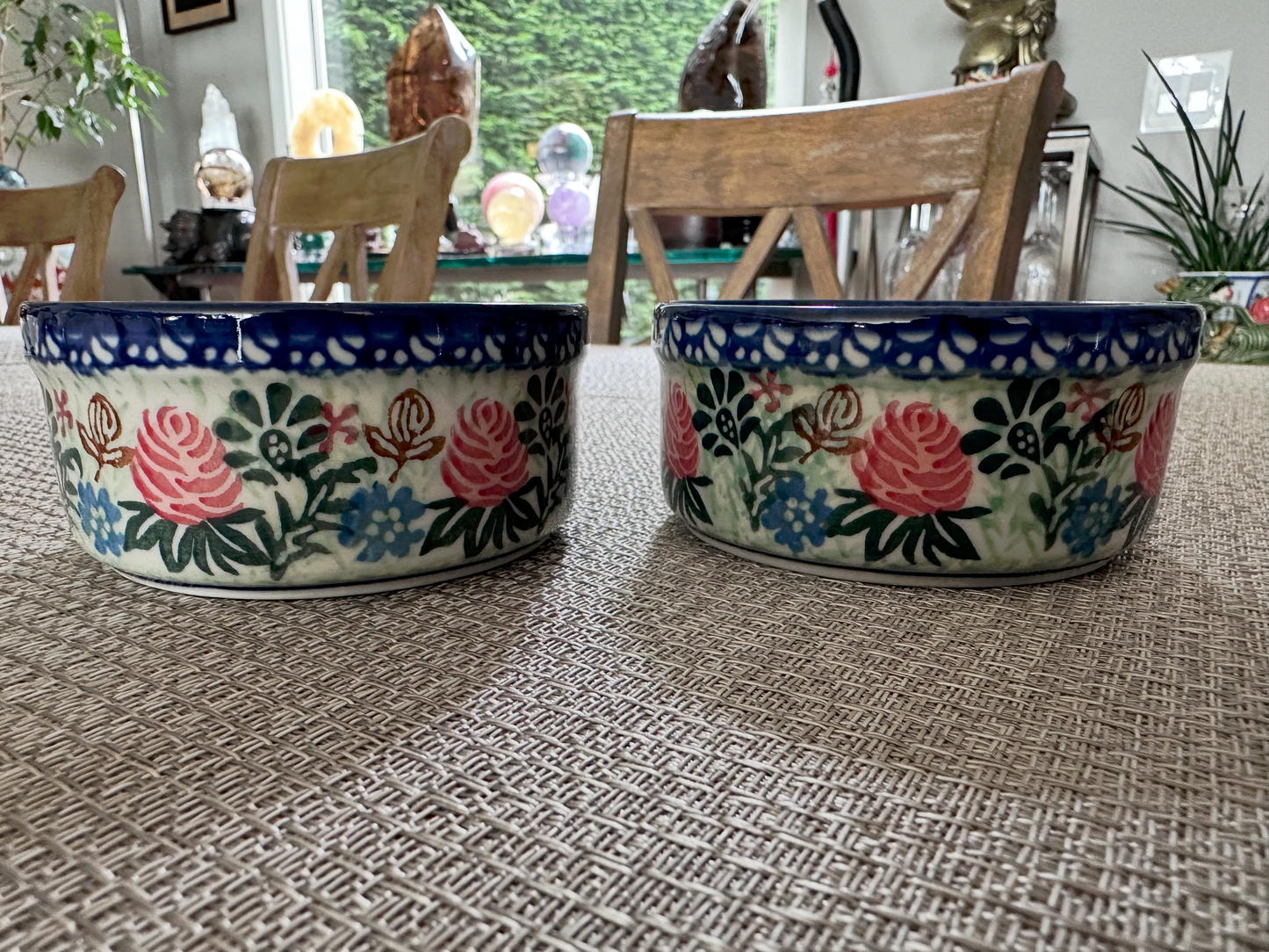 Ceramika Artystyczna – Bolesławiec Hand Made Polish Pottery - Set of 2 - Round Desert / Snack Dish – Artist Signed D. Knapik – Unikat #2417 – 4 Oz Capacity