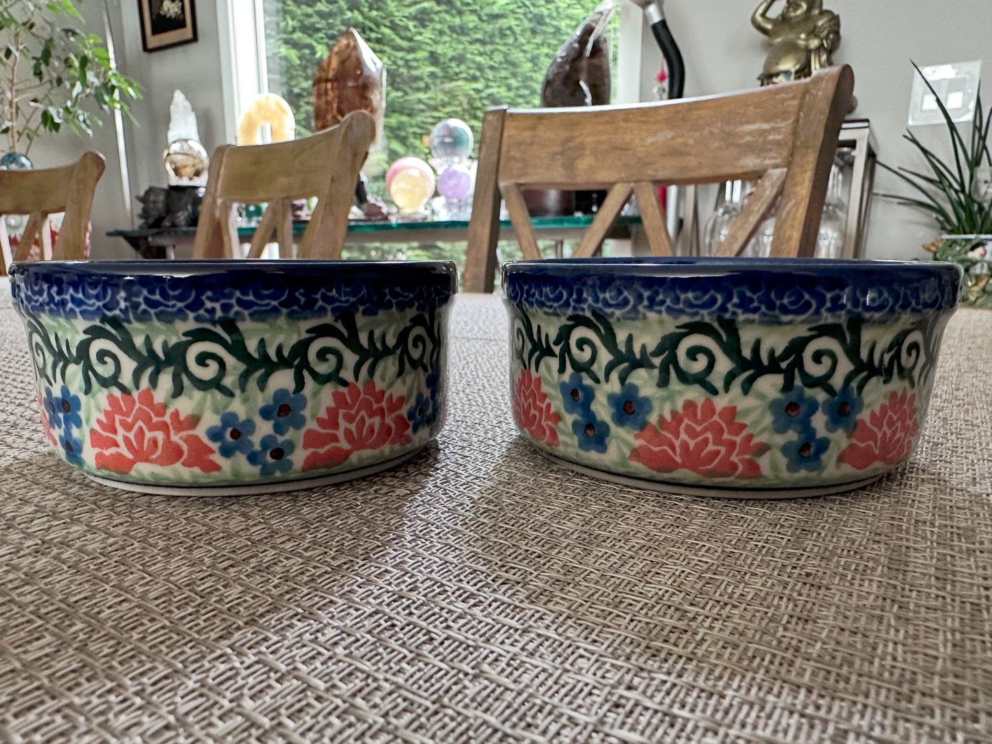 Ceramika Artystyczna – Bolesławiec Hand Made Polish Pottery - Set of 2 - Round Desert / Snack Dish – Artist Signed T. Liana – Unikat #2423 – 4 Oz Capacity