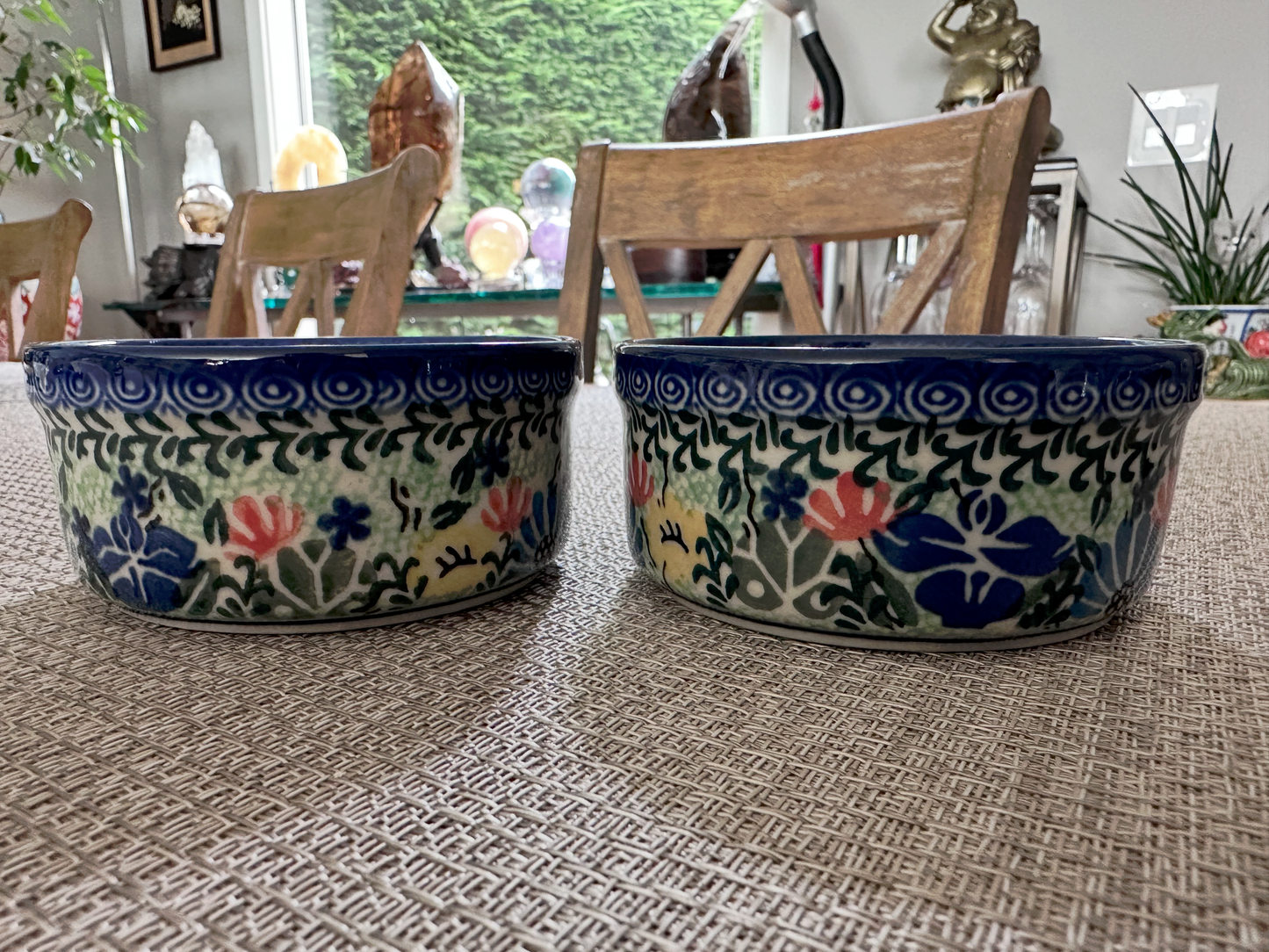 Ceramika Artystyczna – Bolesławiec Hand Made Polish Pottery - Set of 2 - Round Desert / Snack Dish – Artist Signed M. Starzyk – Unikat #2202 – 4 Oz Capacity