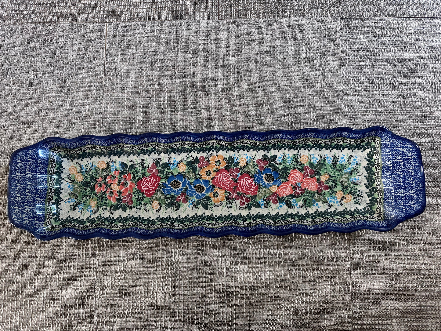 Ceramika Artystyczna – Bolesławiec Hand Made Polish Pottery - 20"(L) Serving Tray – Artist Signed M. Starzyk – Unikat #3747