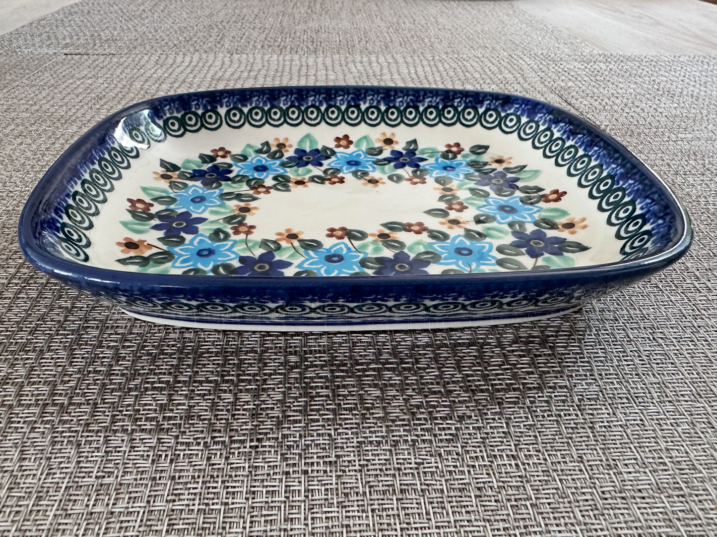 Ceramika Artystyczna – Bolesławiec Hand Made Polish Pottery - Rectangular Snack Tray – Artist Signed I. Maczka – Unikat #1121