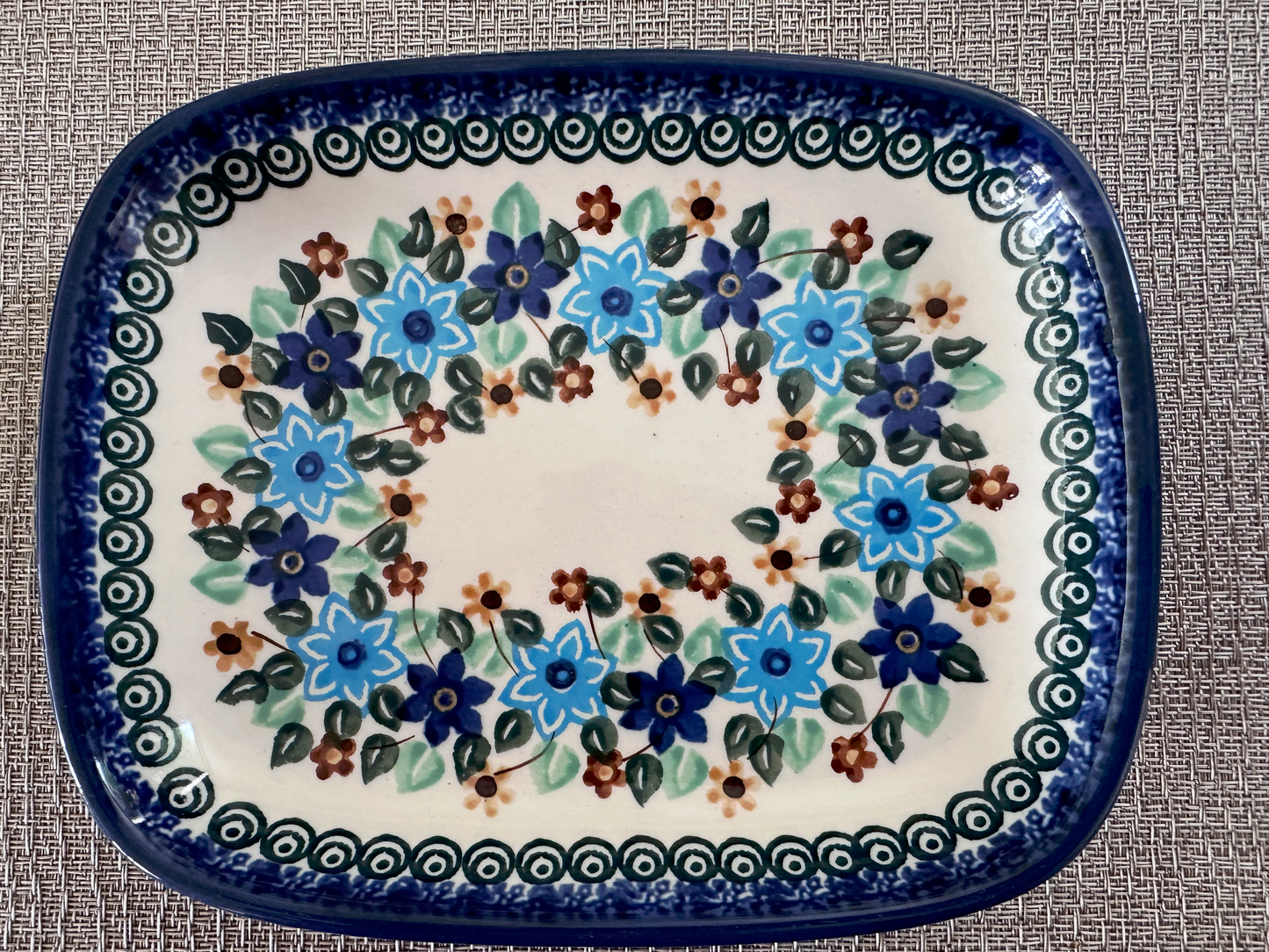 Ceramika Artystyczna – Bolesławiec Hand Made Polish Pottery - Rectangular Snack Tray – Artist Signed I. Maczka – Unikat #1121