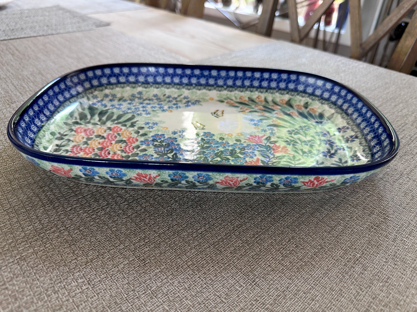 Ceramika Artystyczna – Bolesławiec Hand Made Polish Pottery - Rectangular Hors d'Oeuvre / Serving Tray – Artist Signed J. Macika – Unikat #2556