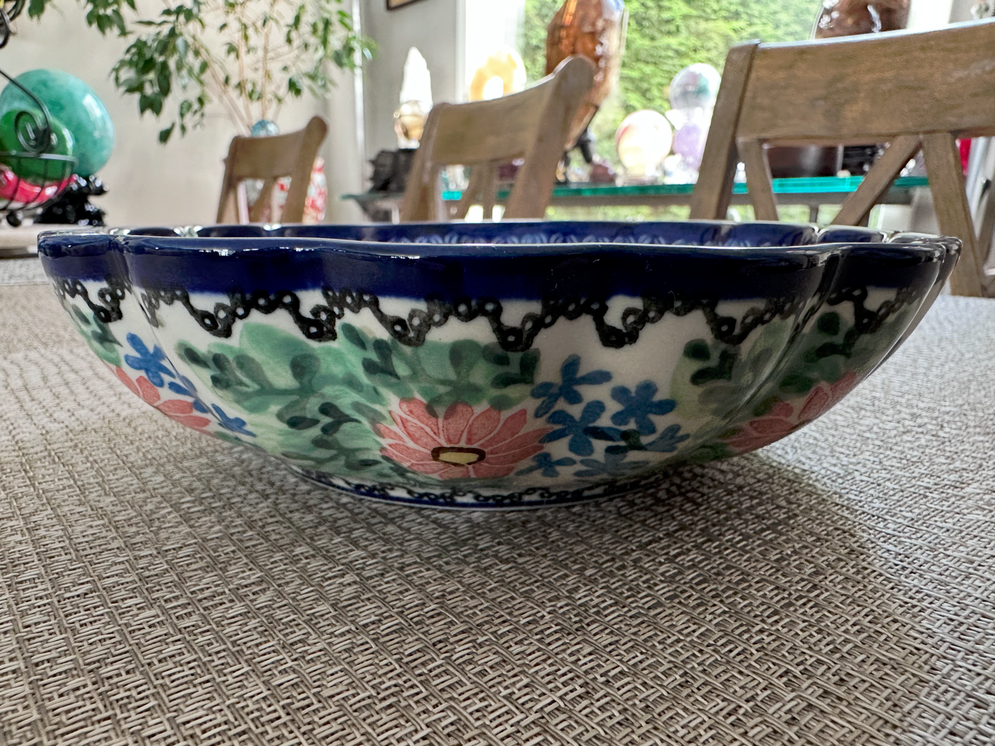 Ceramika Artystyczna – Bolesławiec Hand Made Polish Pottery - Round Scalloped Edge Serving Dish – Artist Signed Zofia Spychalska – Unikat #1677 – 8 Oz Capacity