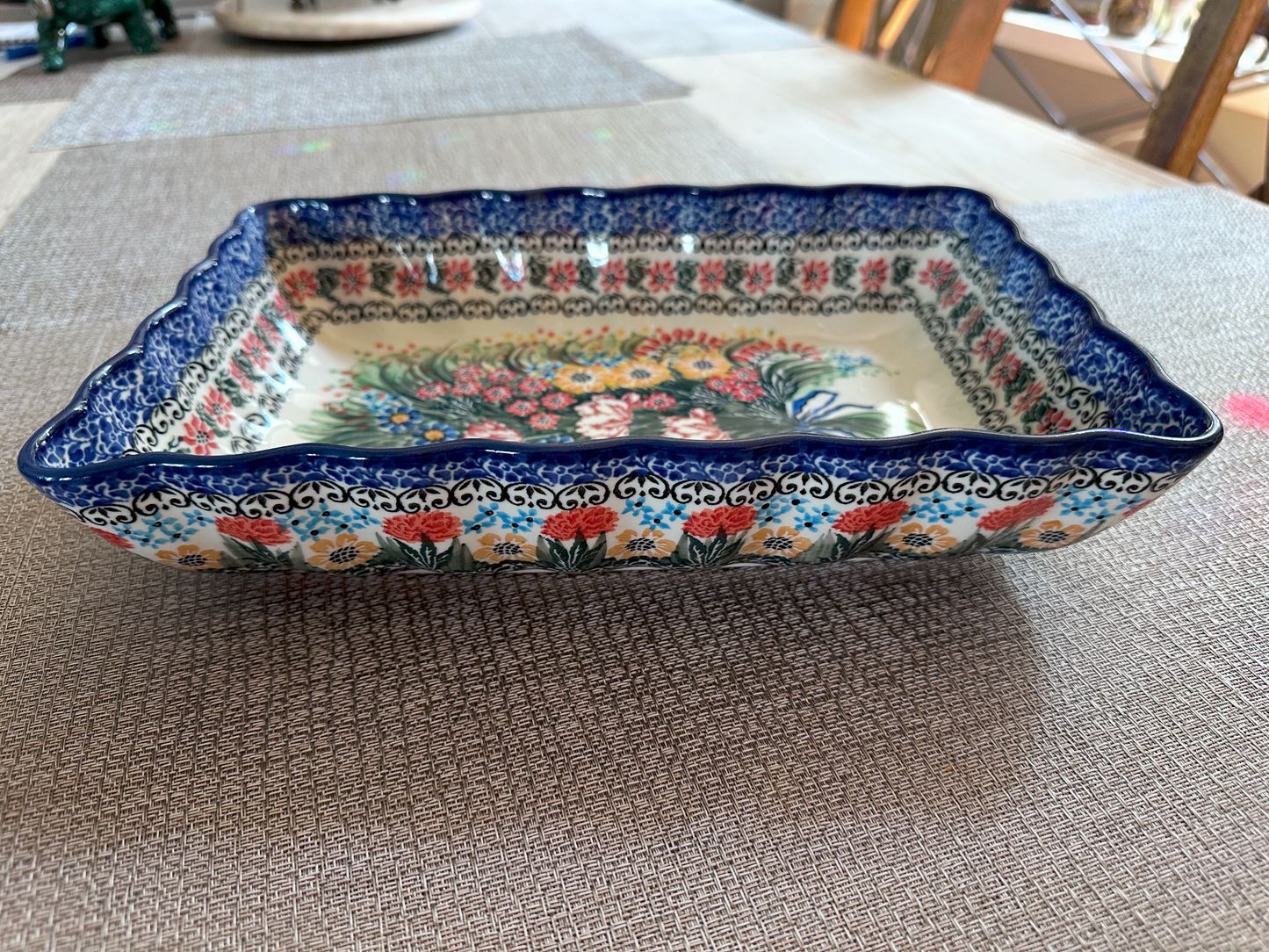 Ceramika Artystyczna – Bolesławiec Hand Made Polish Pottery - Rectangular Serving / Baking Dish – Artist Signed T. Liana – Limited Edition "Sweet Sentimental Feelings" – Unikat #4055 – 4-Cup Capacity