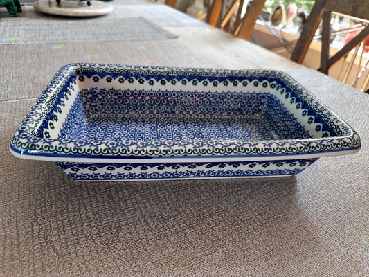 Ceramika Artystyczna – Bolesławiec Hand Made Polish Pottery - Rectangular Rolled Edge Serving / Baking Dish – 6 Cup Capacity