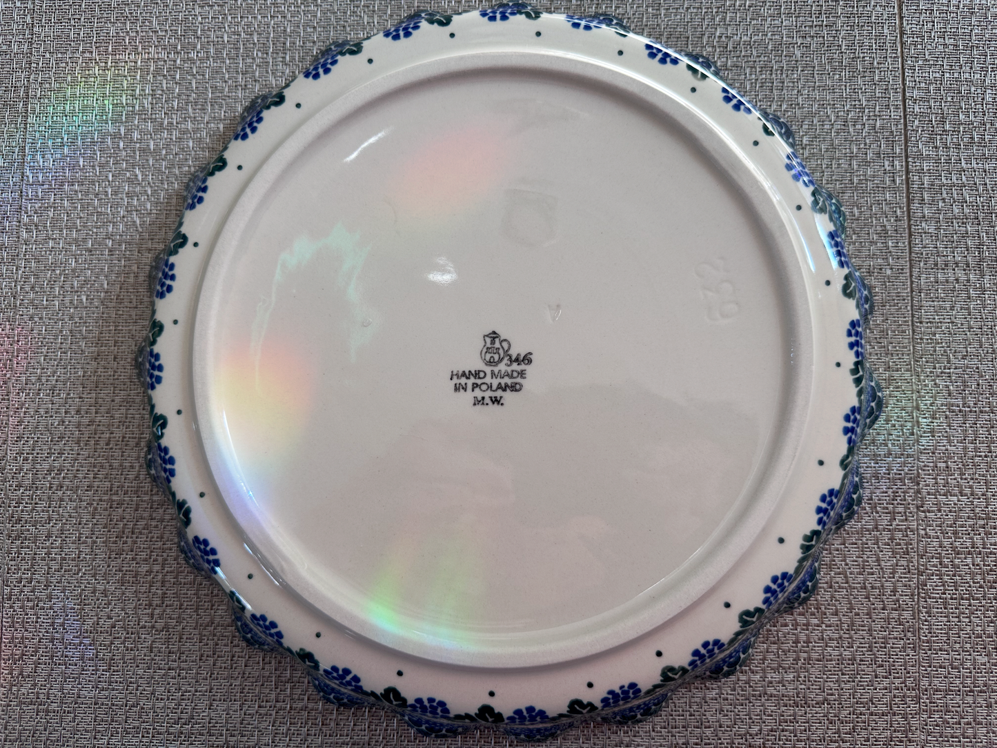 Ceramika Artystyczna – Bolesławiec Hand Made Polish Pottery - Round Scalloped Edge Pie Dish – 10.5" Diameter