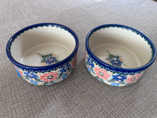 Ceramika Artystyczna – Bolesławiec Hand Made Polish Pottery - Ramekin Dish Set – Artist Signed M. Starzyk – Unikat #3145 – 1-Cup Round Ramekins (Set of 2)