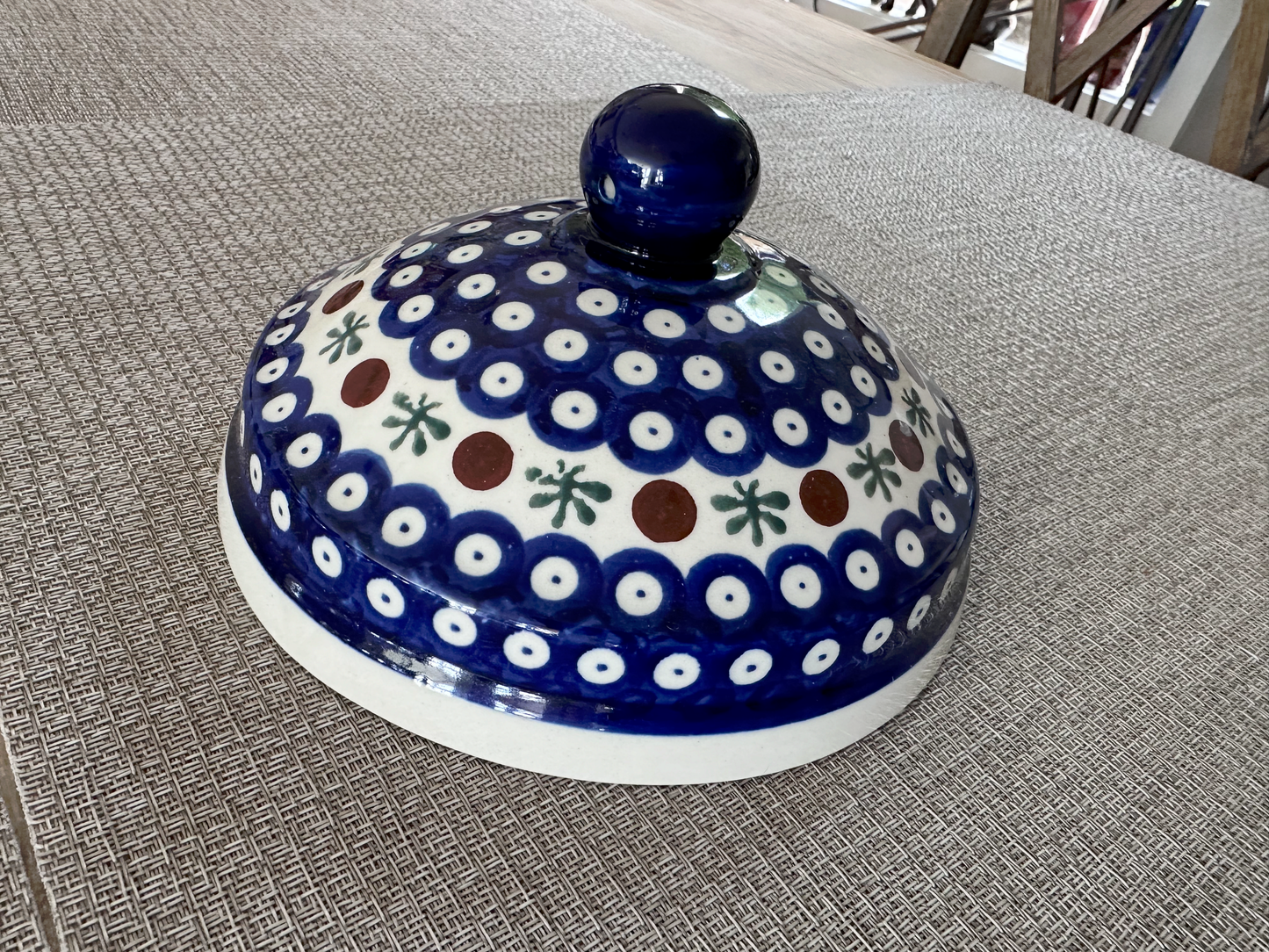 Zakłady Ceramiczne – Bolesławiec Hand Made Polish Pottery - Container Lid – “Mosquito” Pattern – 7" Diameter