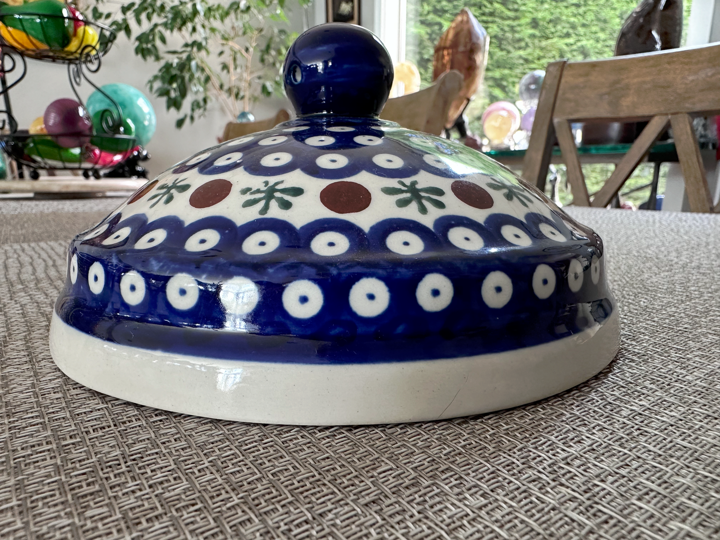 Zakłady Ceramiczne – Bolesławiec Hand Made Polish Pottery - Container Lid – “Mosquito” Pattern – 7" Diameter
