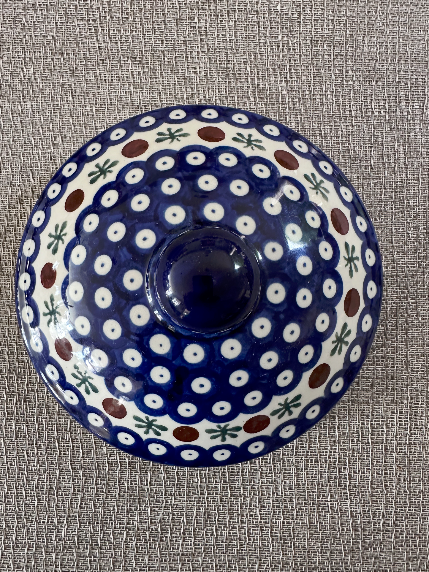 Zakłady Ceramiczne – Bolesławiec Hand Made Polish Pottery - Container Lid – “Mosquito” Pattern – 7" Diameter