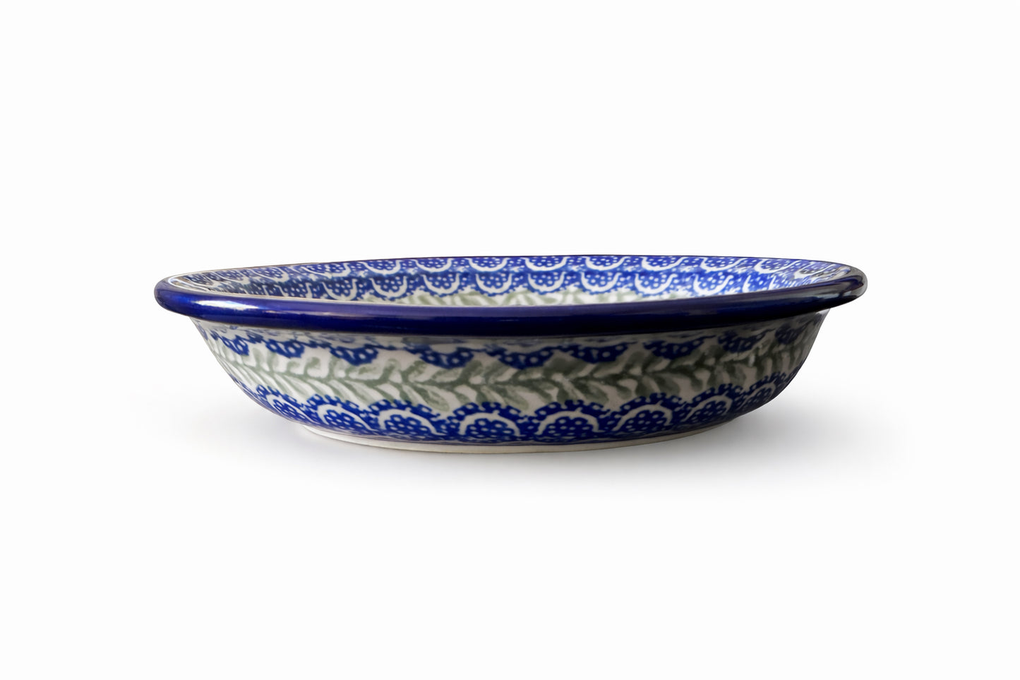 Ceramika Artystyczna Bolesławiec Polish Pottery - Handmade - “Red Floral Vinę” Pattern - Oval Soap Dish - 4.5" x 5.5"